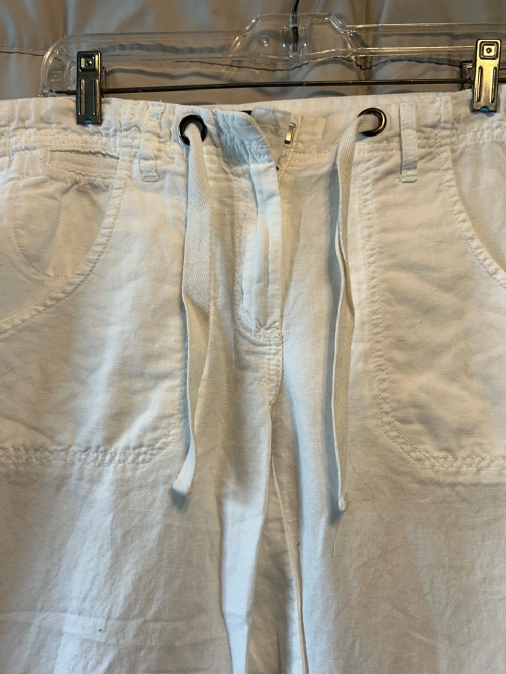 Willi Smith White Drawstring Wide-Leg Linen Pant - Picture 2 of 6